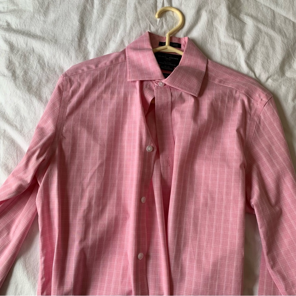 Black Brown 1826 Pink Dress Shirt with Subtle Pattern